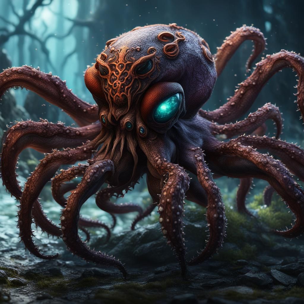 Fantastical Octopus Spider Demon in Detailed Matte Painting