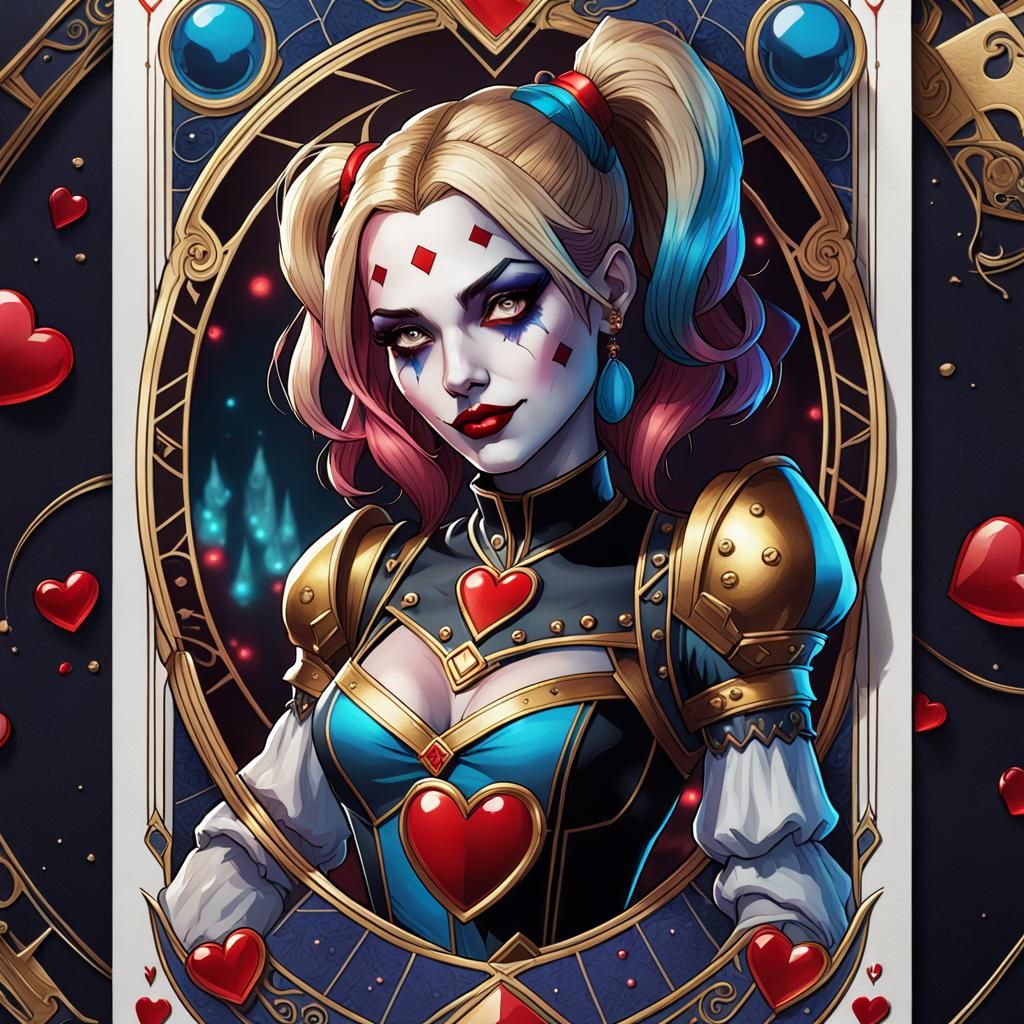 Harley Quinn Tarot Card in Art Nouveau Style
