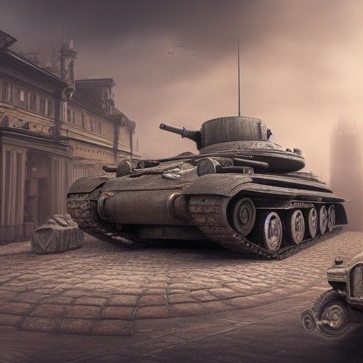 Hyperrealistic Tank Car in Moscow: Matte Painting