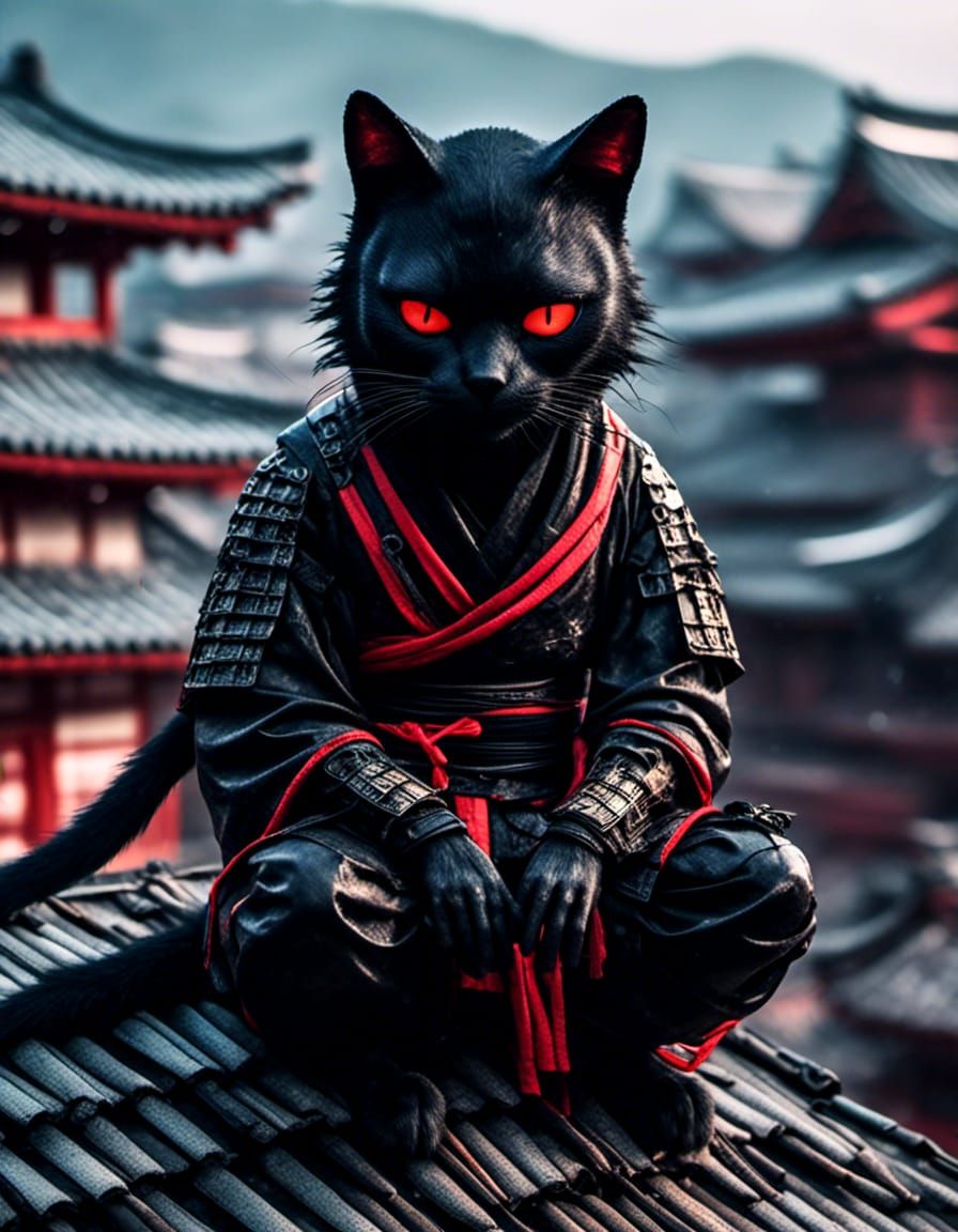 <lora:3D Anime:1.0> <lora:V-ray:1.0>  Ninja black cat