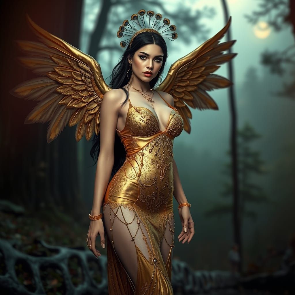 Gothic Vampire in Mystical Forest, Detailed Rendering