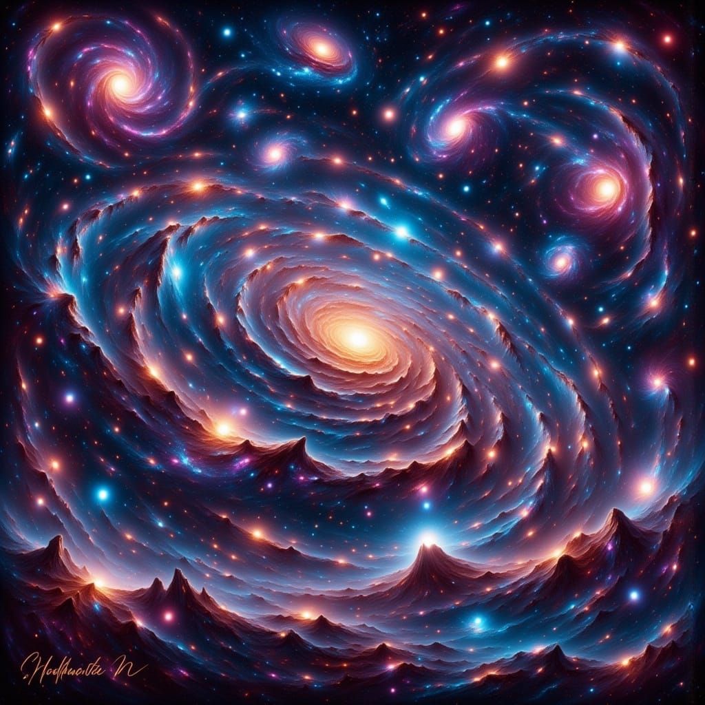 Cosmic Dreamscape in Vibrant Oil Paint Style