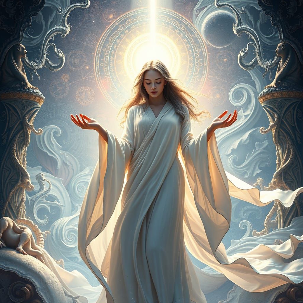 Ethereal Goddess Emerges in a Dreamlike Realm