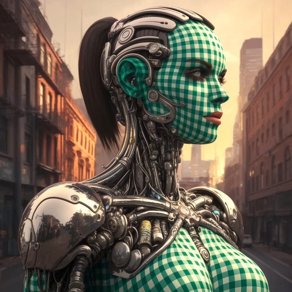 Green Gingham Pattern Cyborg v2