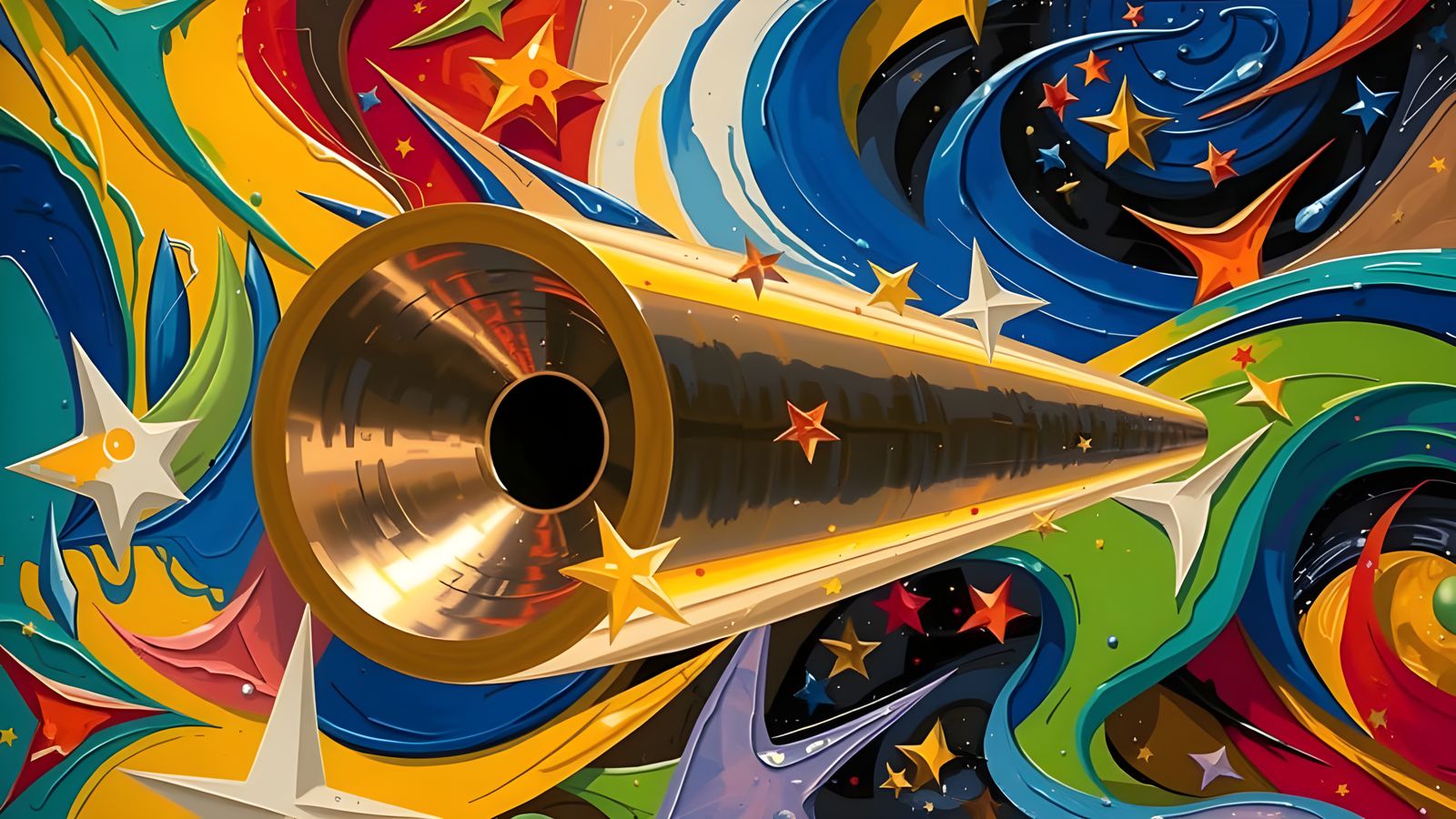 Surreal Copper-Gold Mirror in Cosmic Vortex