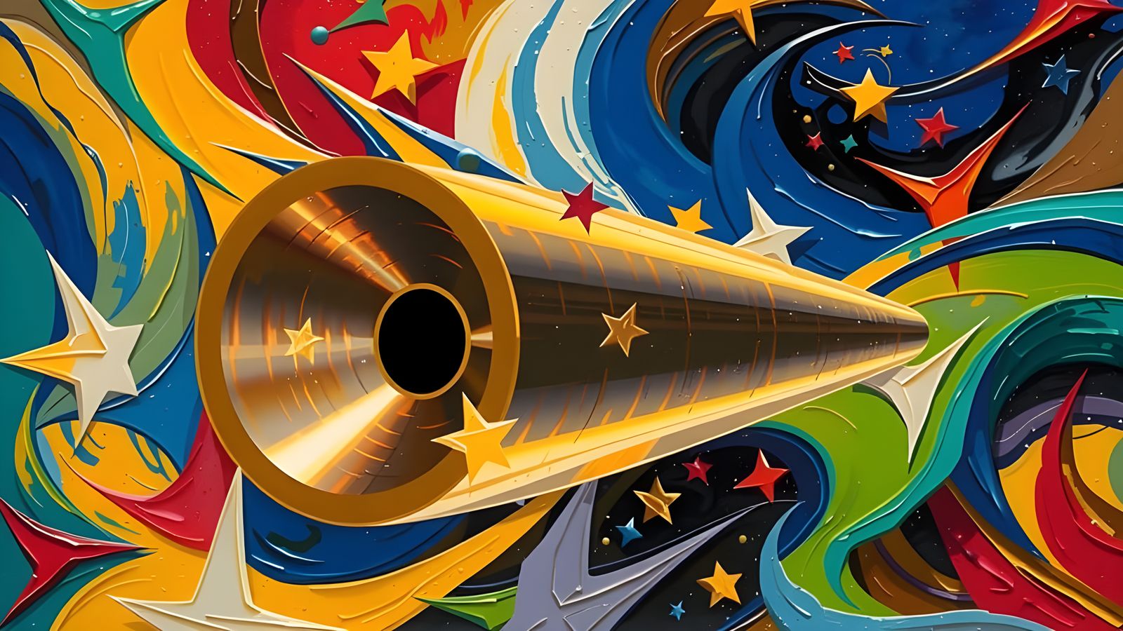 Surreal Copper-Gold Mirror in Cosmic Vortex