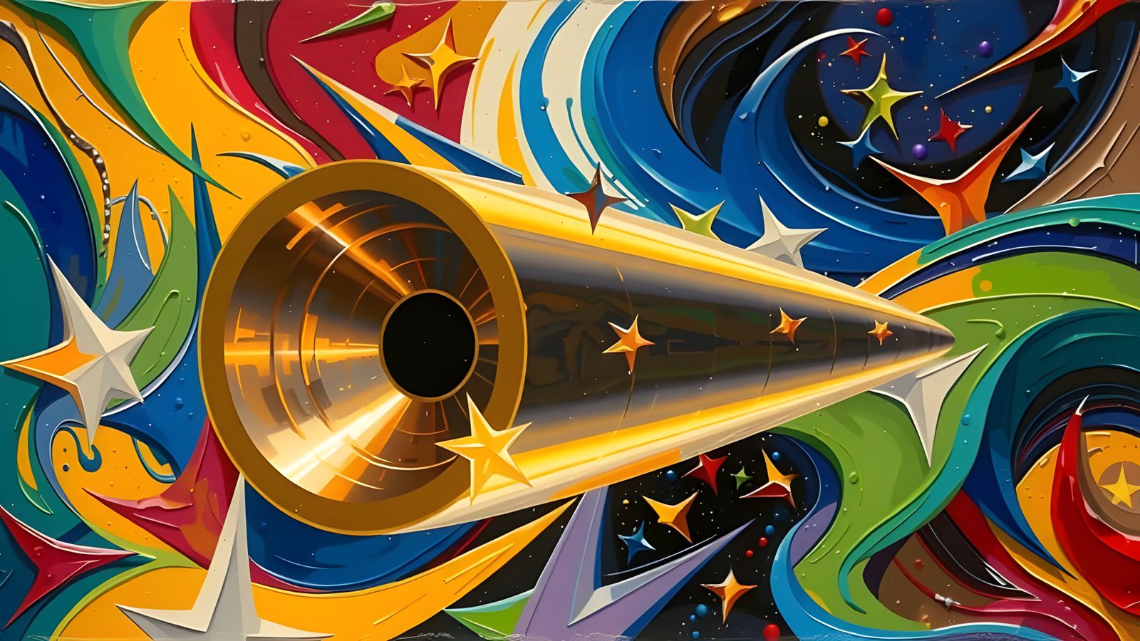 Surreal Copper-Gold Cosmic Vortex in Avant-Garde Style