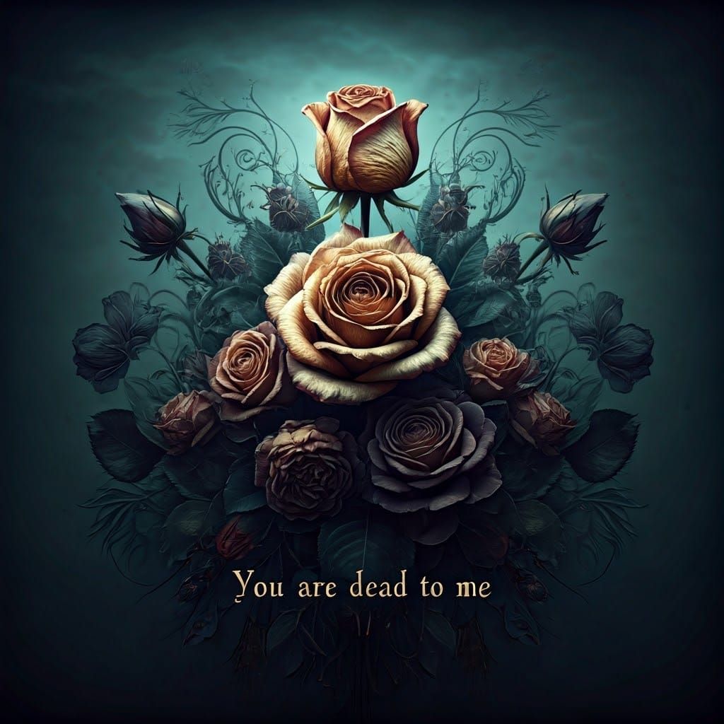 Mysterious Gothic Postcard with Wilted Roses and Dark Floral...