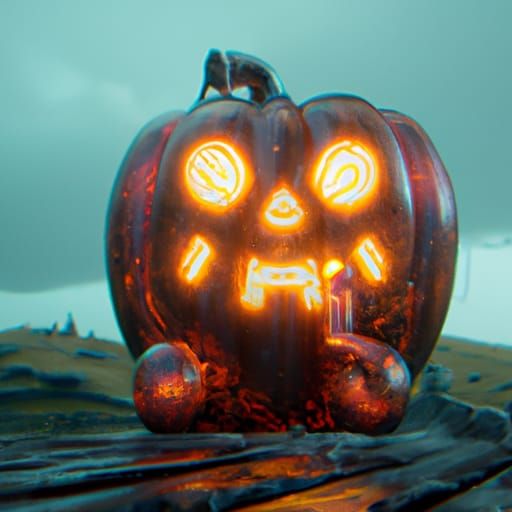 Cursed Pumpkin Wishes Happy Halloween: Digital Art