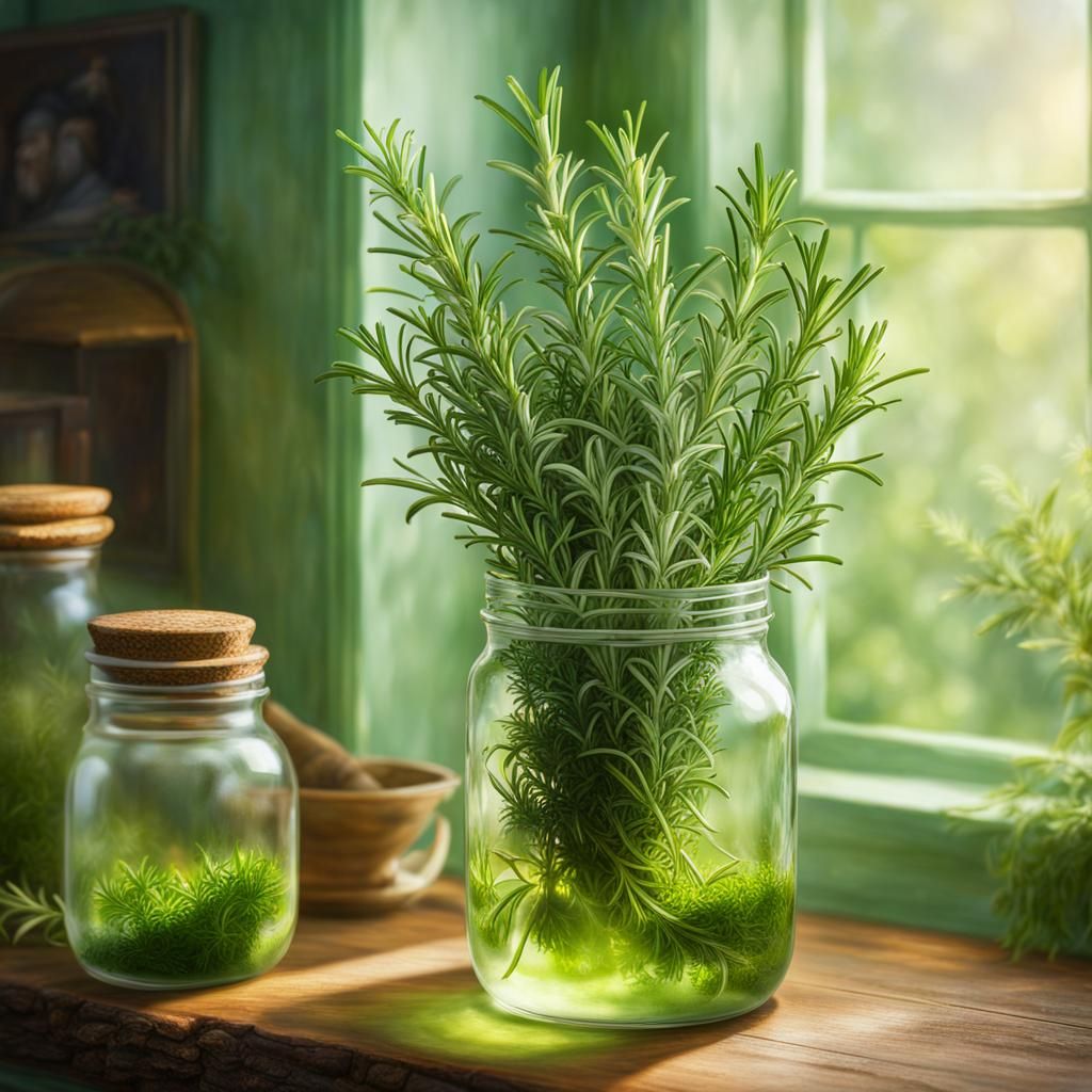 Rosemary Drying in Herbalist's Shop, Ethereal Style