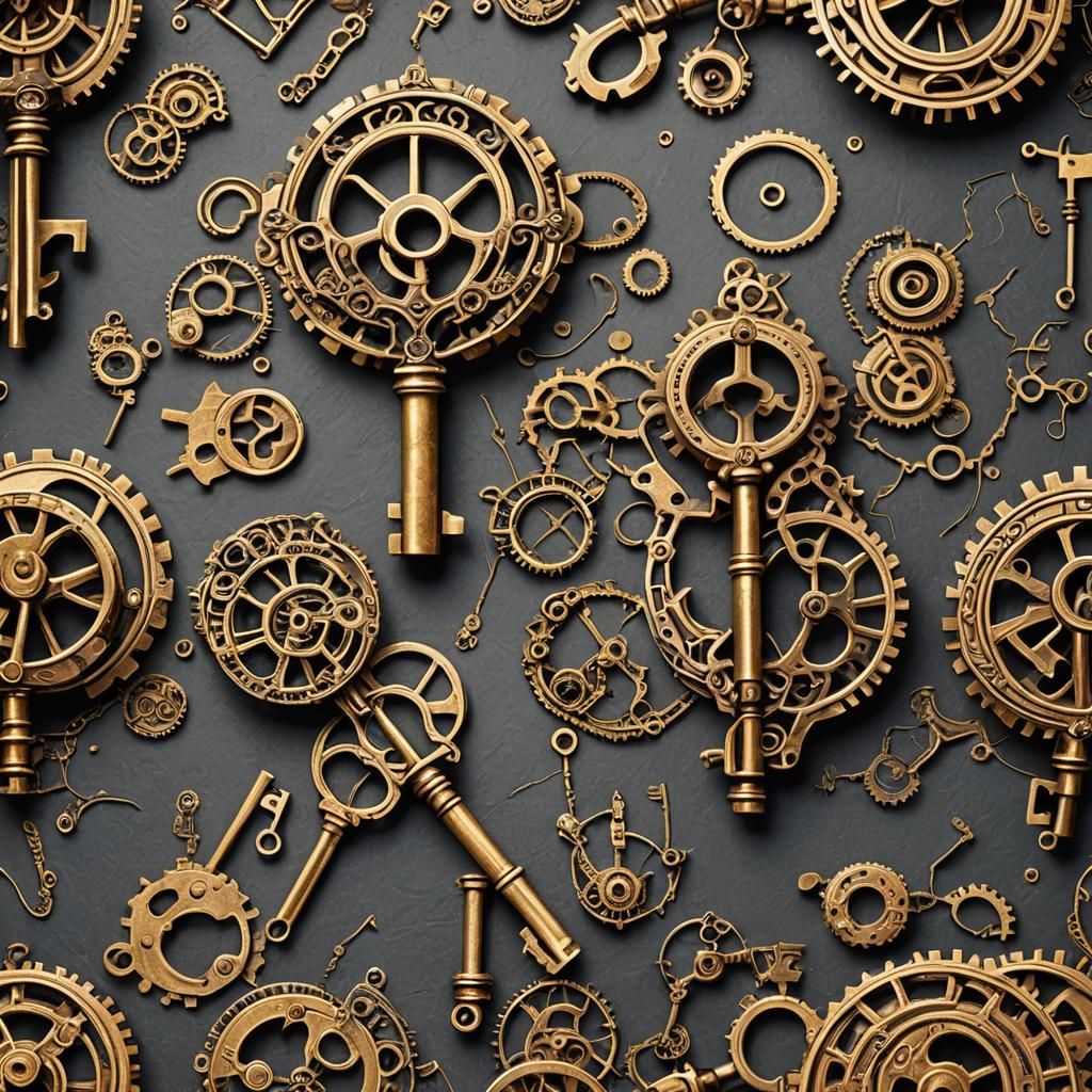 Steampunk Key and Keyhole with Intricate Details