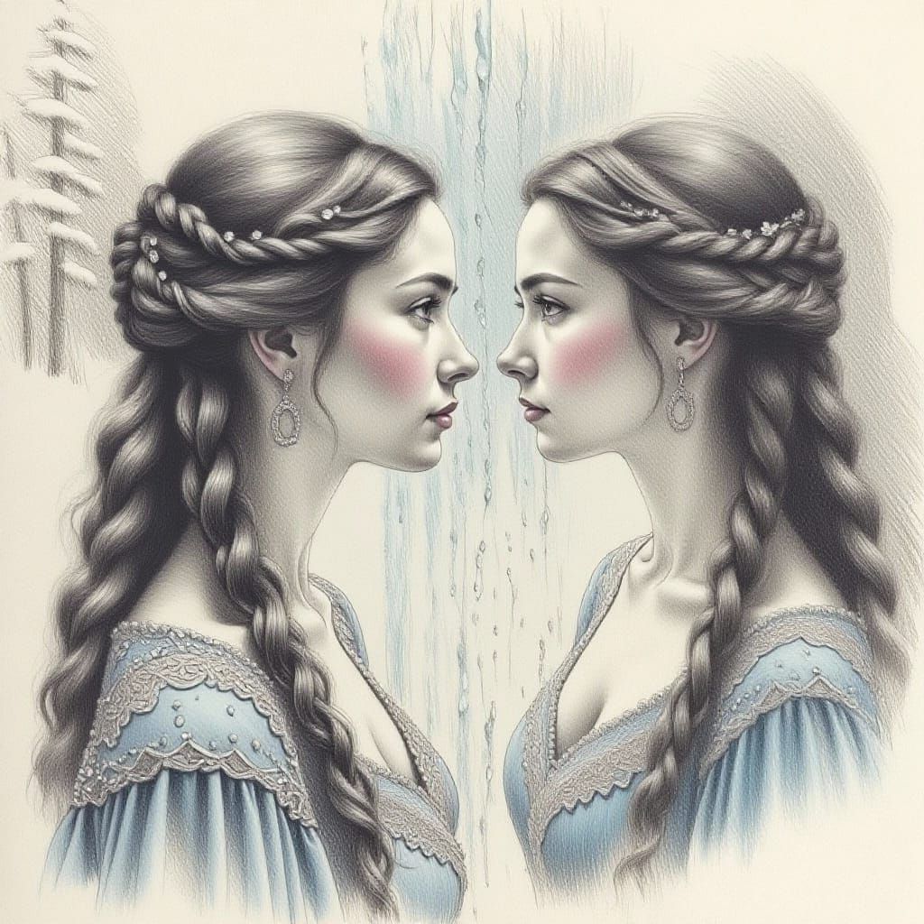 Siberian Princess in Colored Charcoal Style