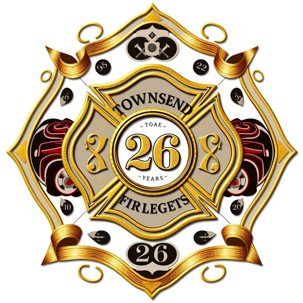 Luxurious Fire Company Anniversary Emblem in Blended Art Dec...