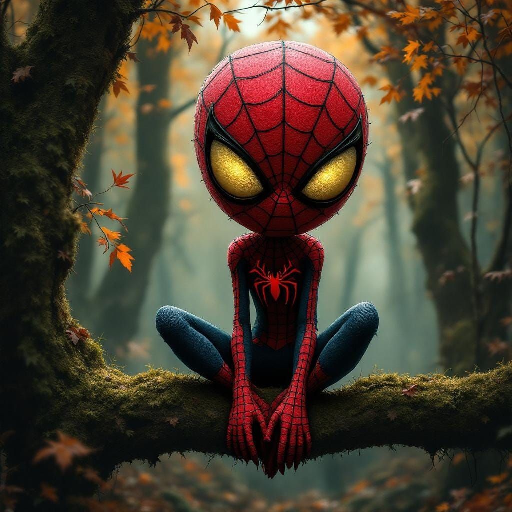 A whimsical, almost Tim Burton-esque interpretation of Spide...