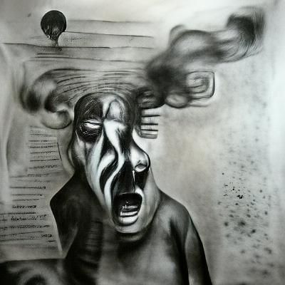 Charcoal Drawing of a Psychotic Delusion