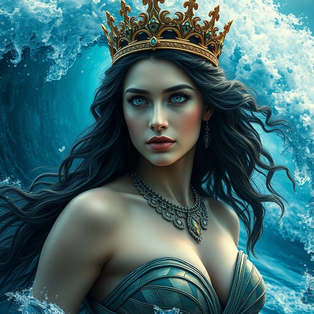 Hyperrealistic Portrait of Iranian Water Goddess Anahita