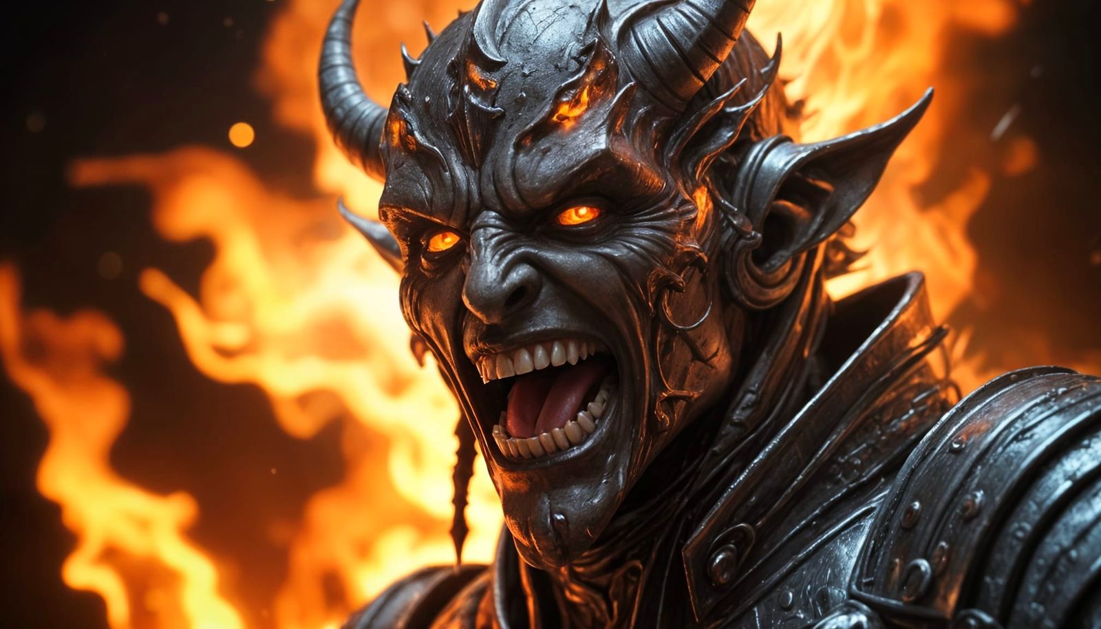 Satan's Fiery Reckoning in a Dark, Hyperrealistic Scene