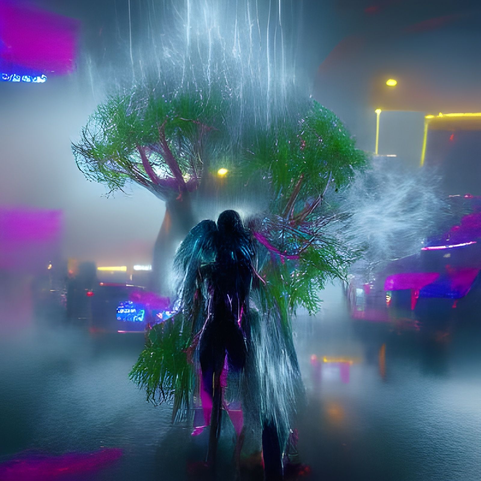 Tree of Life in Cyberpunk Noir Style