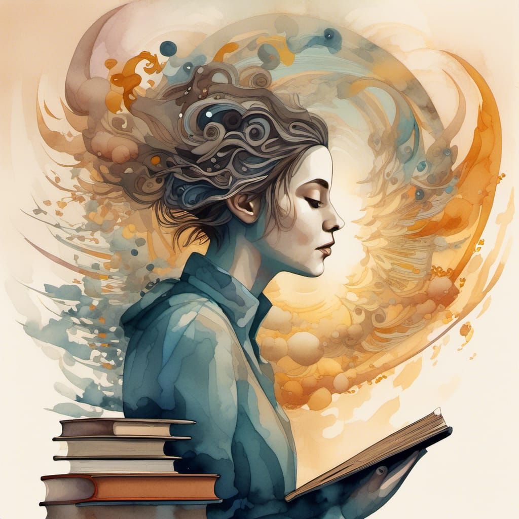 Surreal Book Portrait in Arik Brauer Style