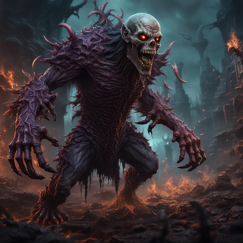 Chaos Corrupted Undead Creature in Dark Fantasy Style
