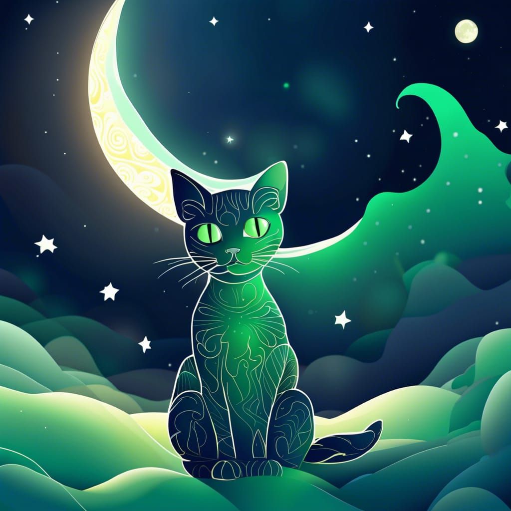 Cute Cat in Peter Pan Costume Under Aurora