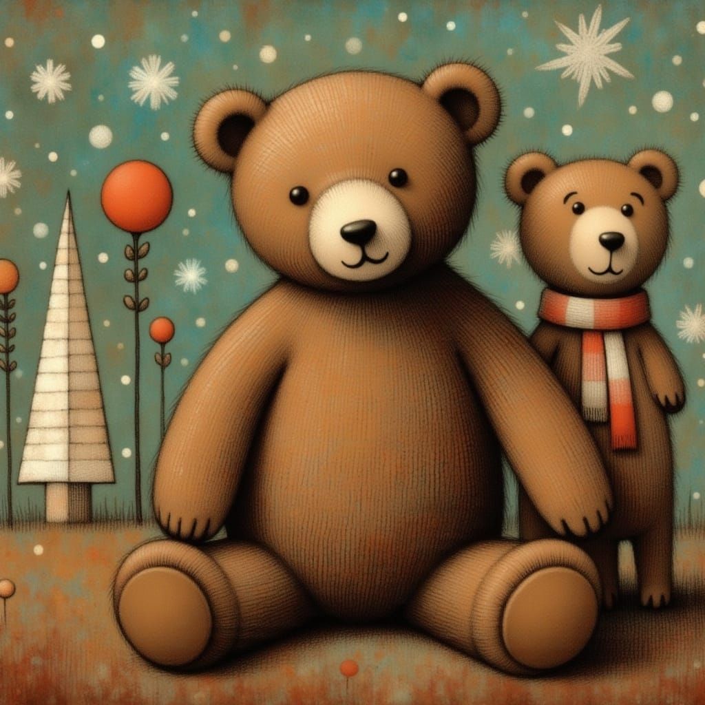Whimsical Storybook Teddy Bear in Watercolor Style