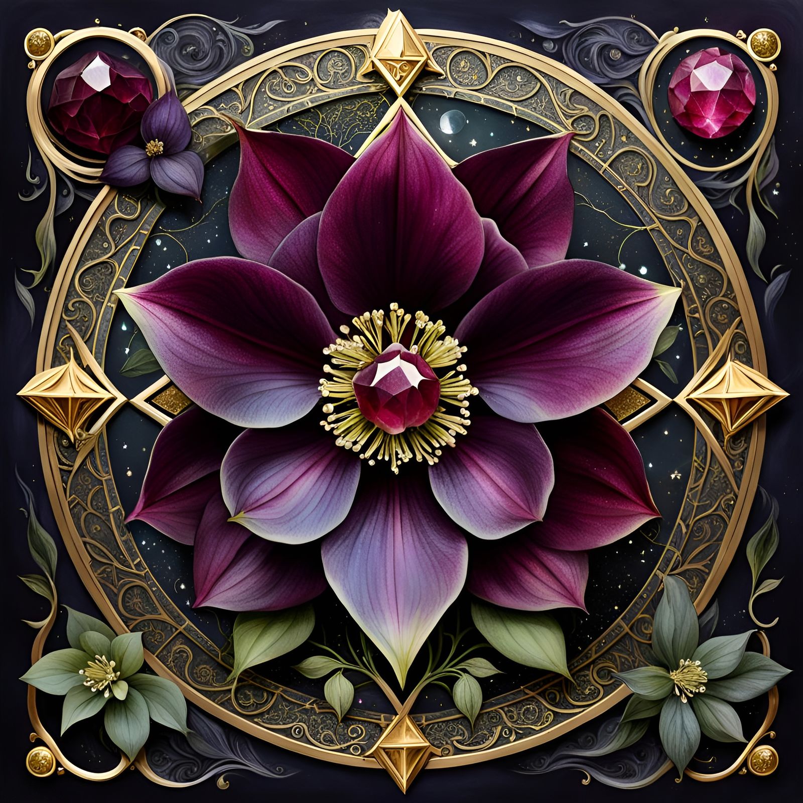 Hellebore Tarot Card in Dark Fantasy Style