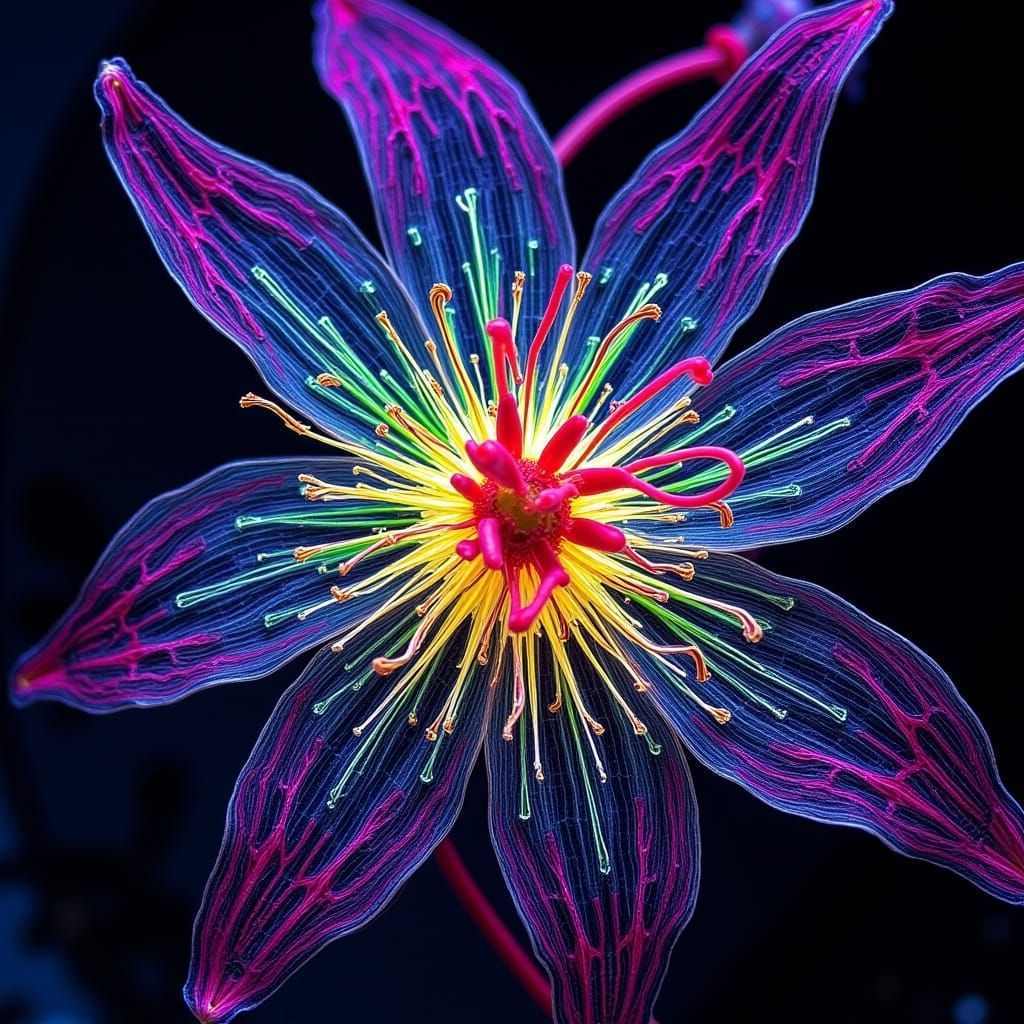 Bioluminescent Climbing Clematis in Extreme Close-Up