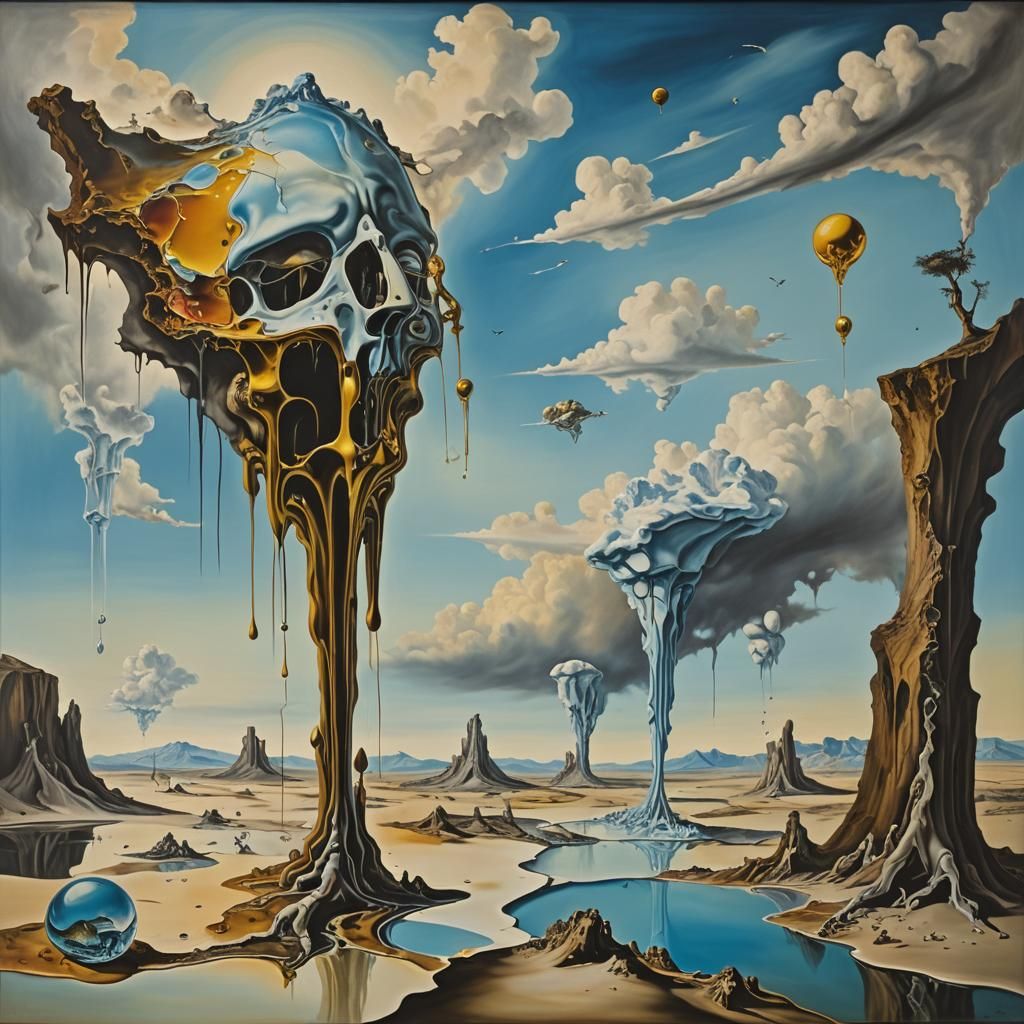 Surreal Melting Forms in Oil, Dali Style