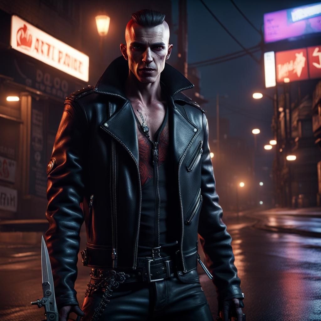 Vampire Gangbanger in Detailed Matte Painting Style