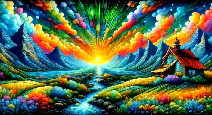 Widdershins: Abstract Mosaic with Blacklight Sheen