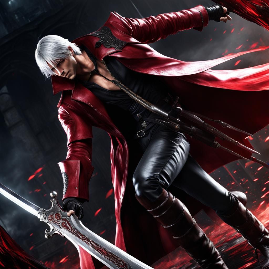 Dante Battles Demons with Sword and Shotgun