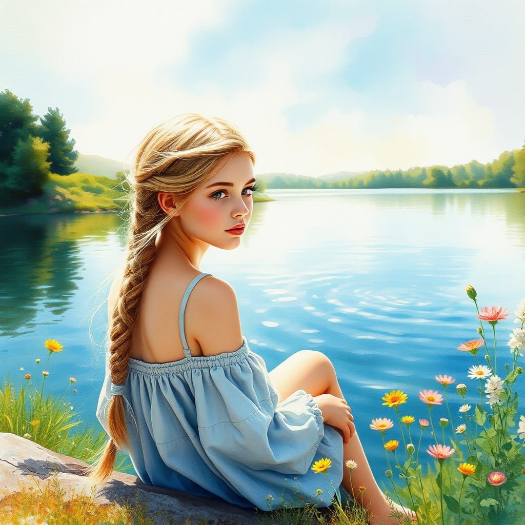 Surreal Impressionist Masterpiece of Lake Shore