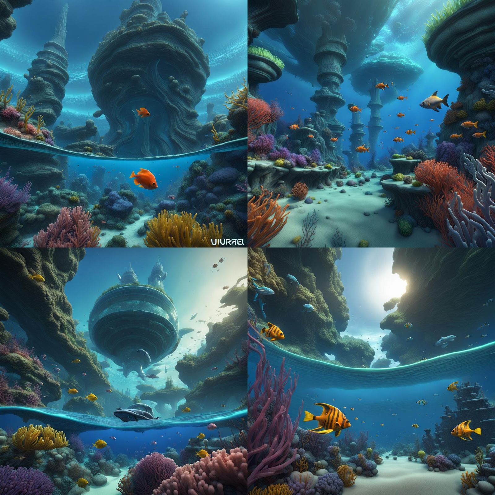 Alien Ocean Landscape in Subnautica Style