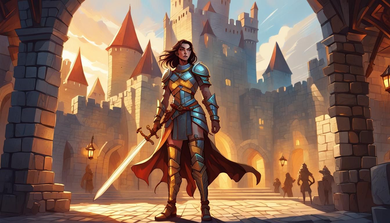 Fantasy Warrior Woman in Comic Book Style