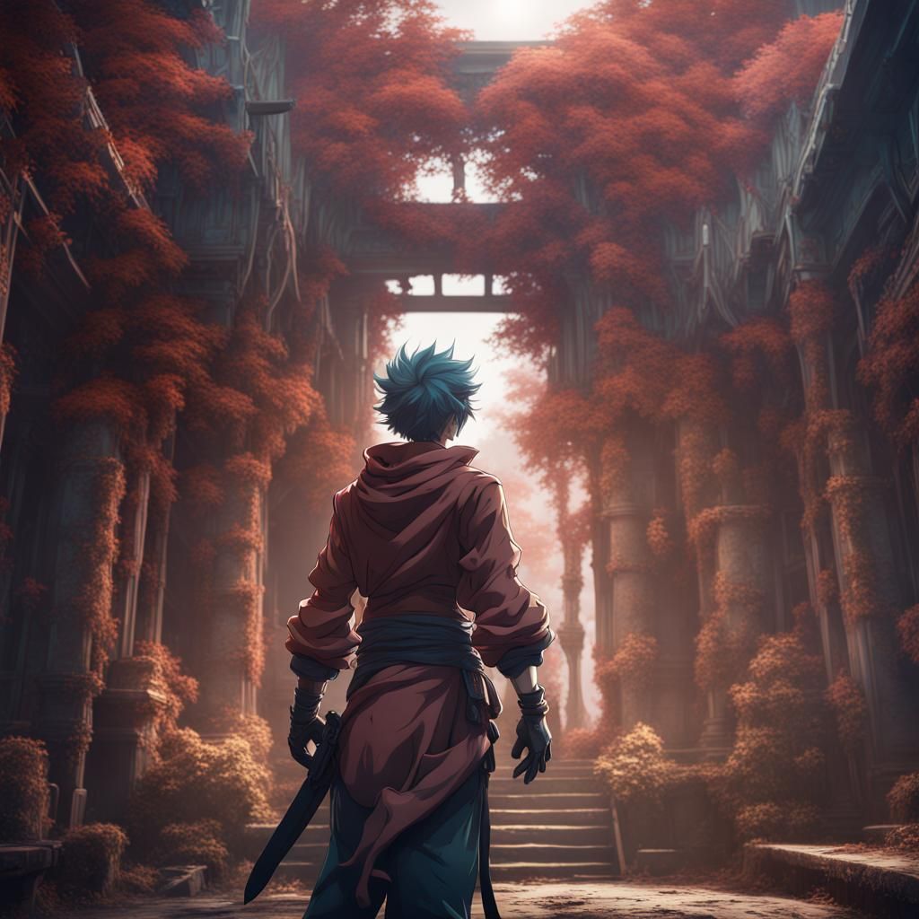 Furious Anime Character in Detailed Matte Painting