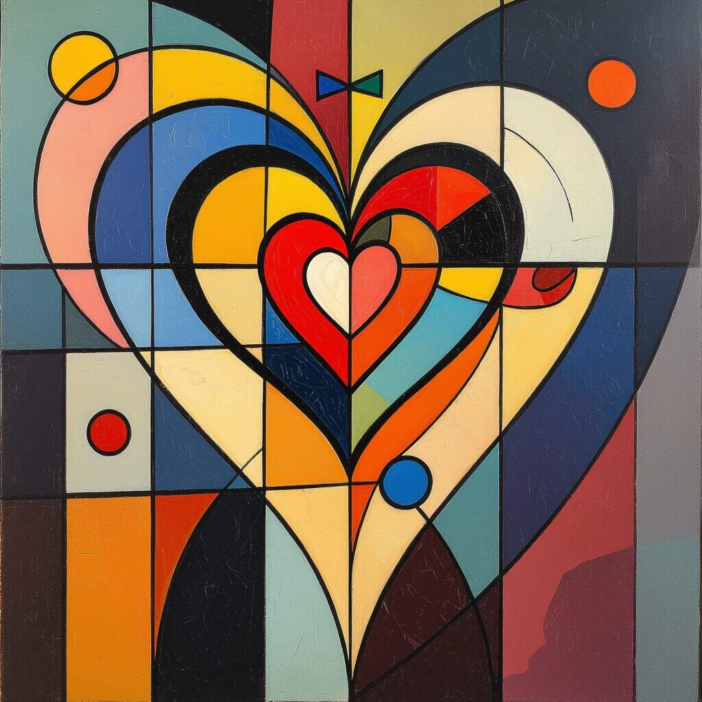 Abstract Gothic Sacred Heart in Kandinsky Style