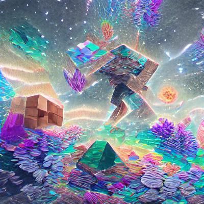 Cosmic Minecraft Astral Holographic Illustration