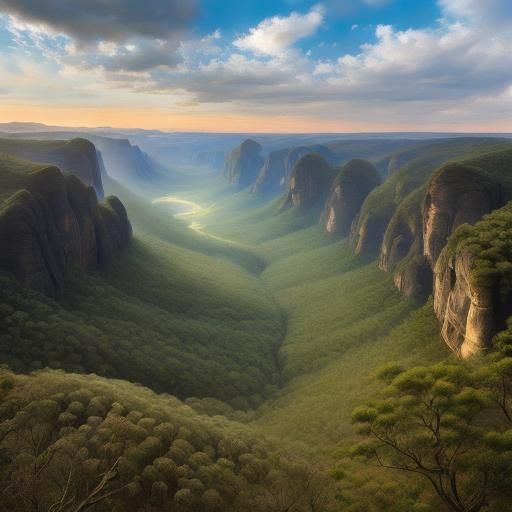 Minimalist Blue Mountains in Delicate Simplicity