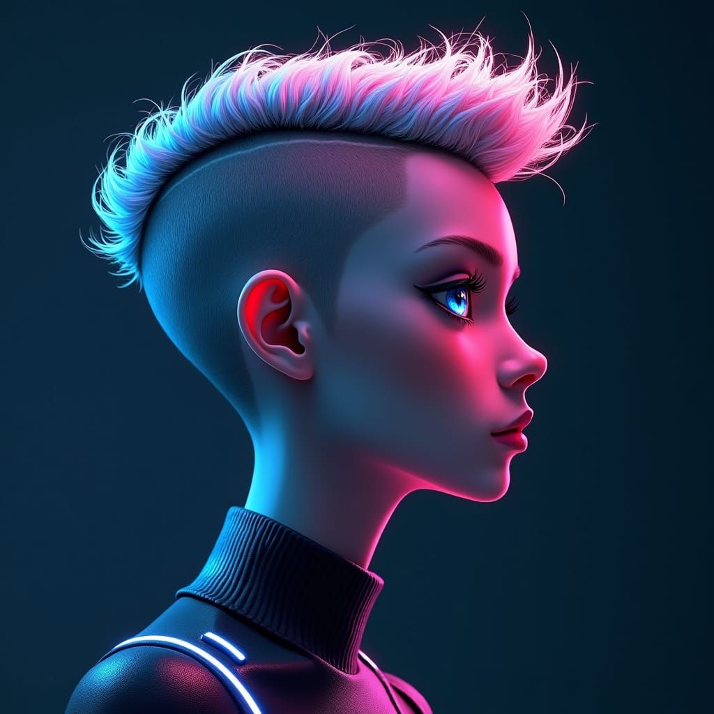 Futuristic Hairstyle Design in Cyberpunk Style