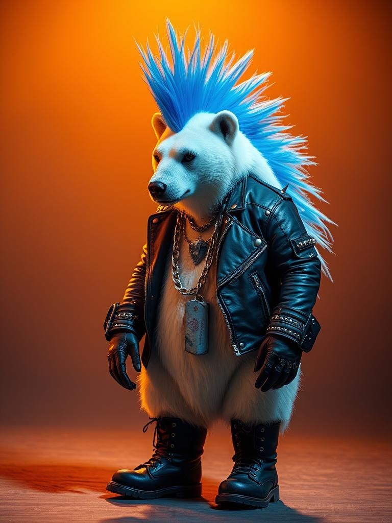 Polar Bear Punk Rocker in 16mm Film Style