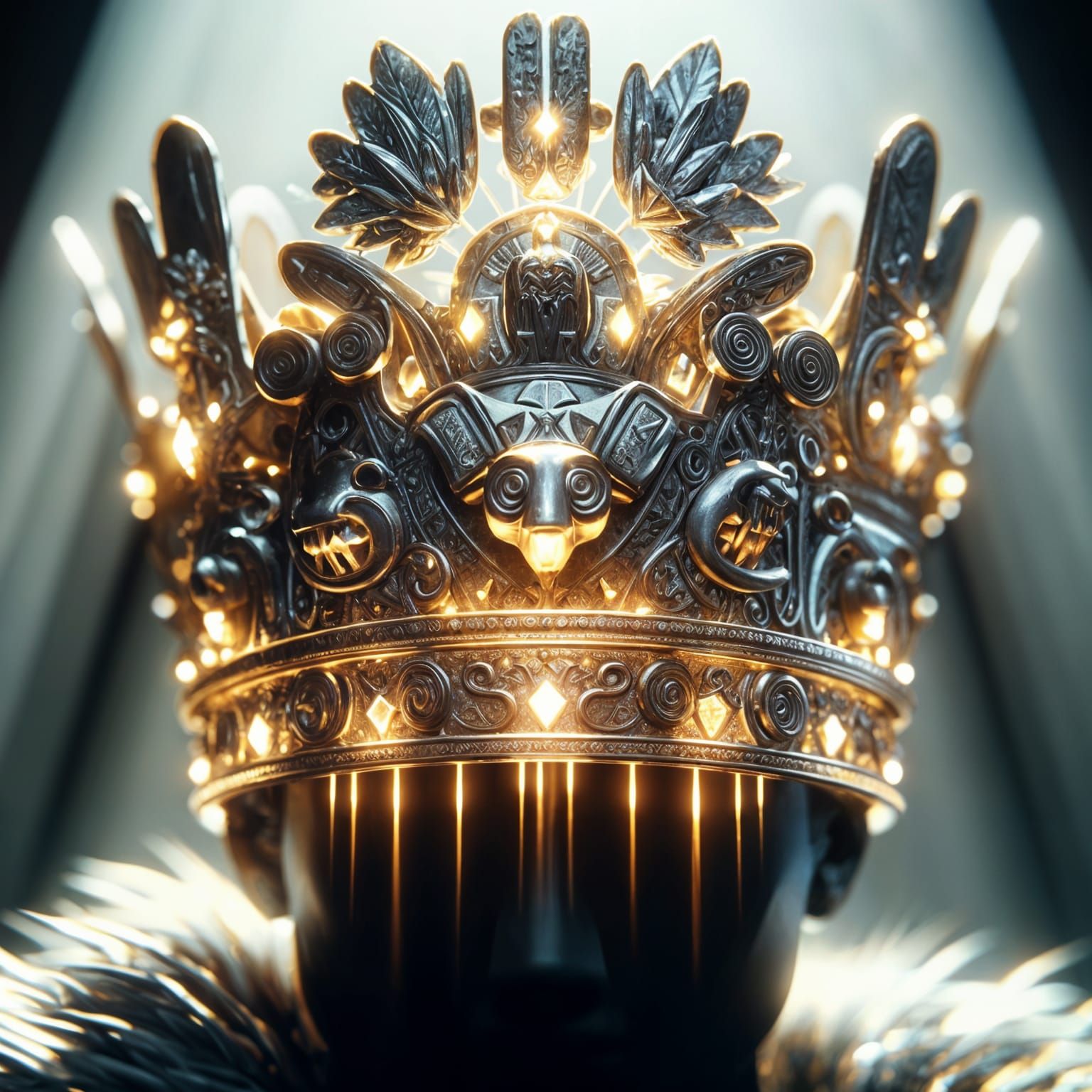 A Majestic, Intricately Engraved, Glowing Crown in Fantastic...