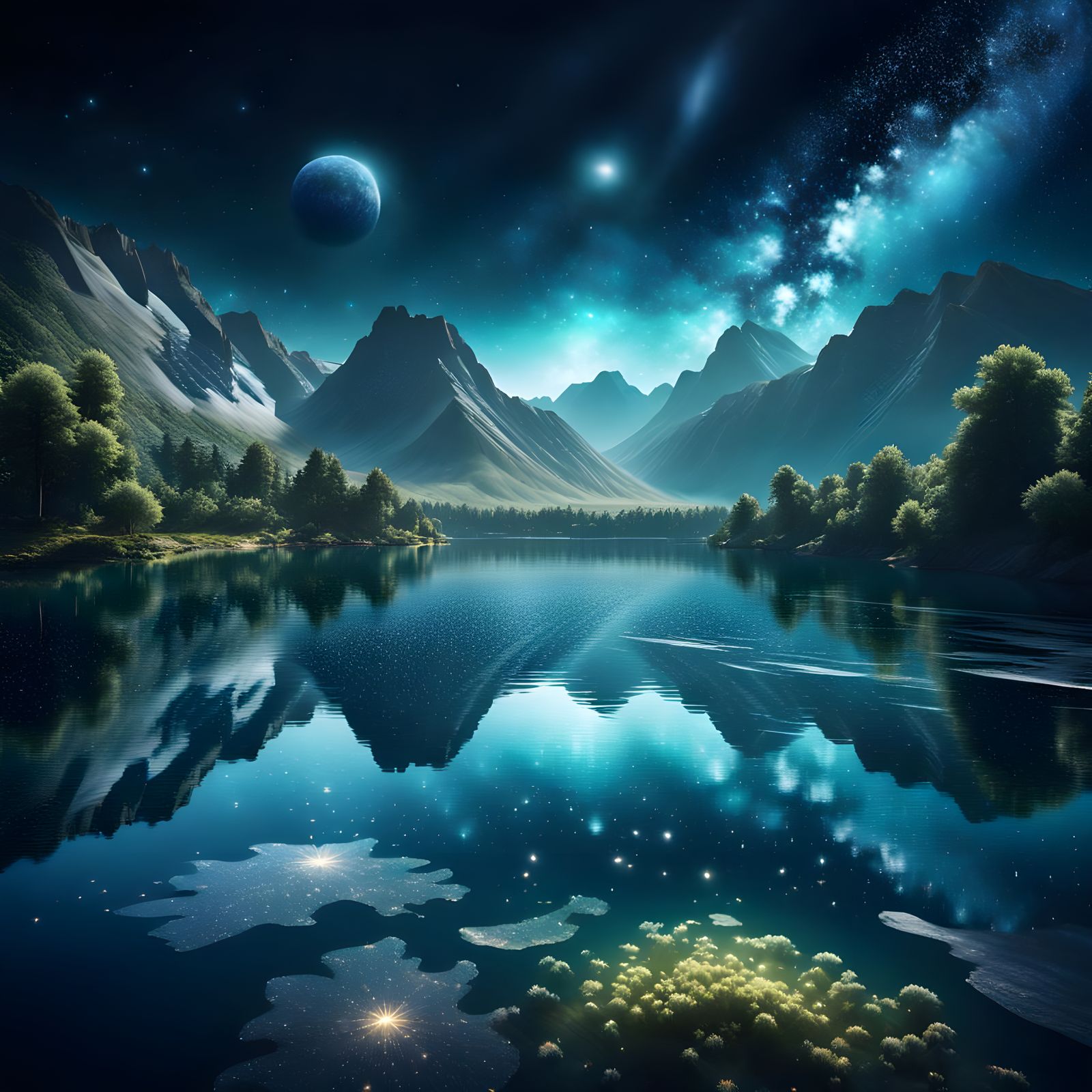 Lake of Stardust: Stunning Realistic Photograph