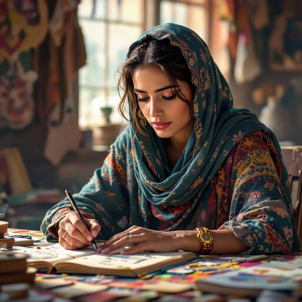 Detailed Hyperrealistic Image of a Focused Student