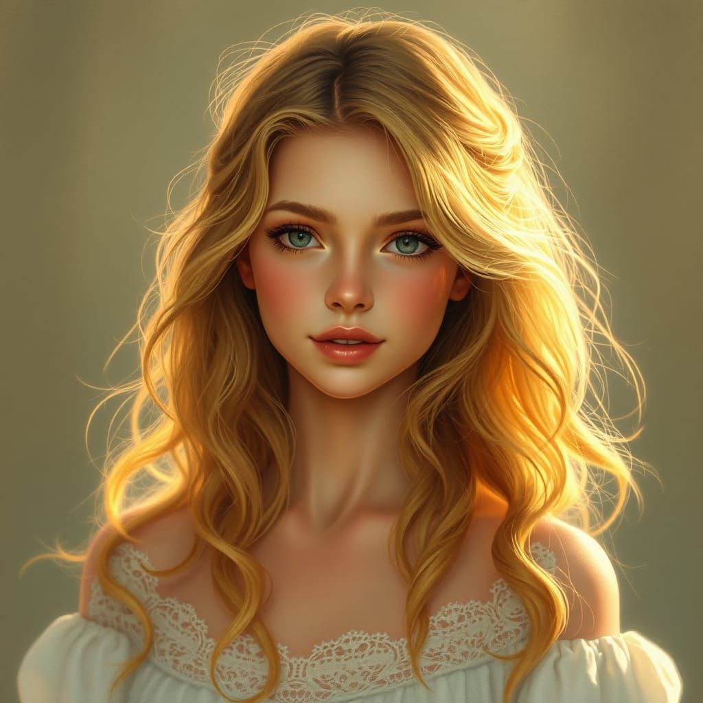 Portrait of a Woman with Golden Hair