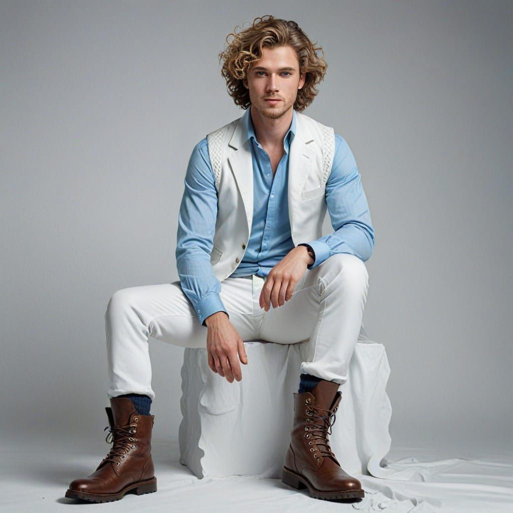 Fashionable White Male Portrait in Digital Painting Style