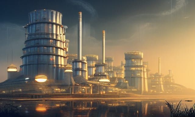 Futuristic Power Plant in Digital Matte Painting Style