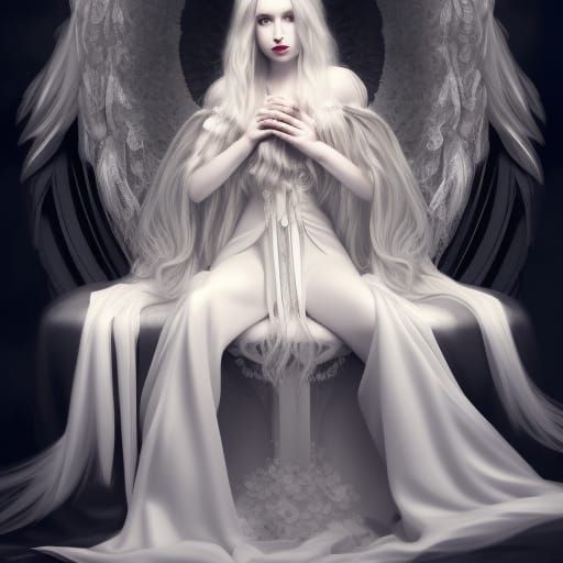 High Gothic Angel Princess on Rose Throne