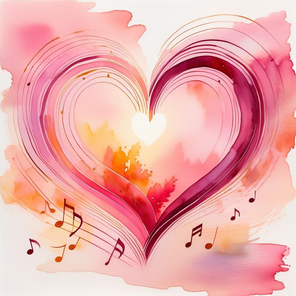 Glowing Heart in Watercolor Style