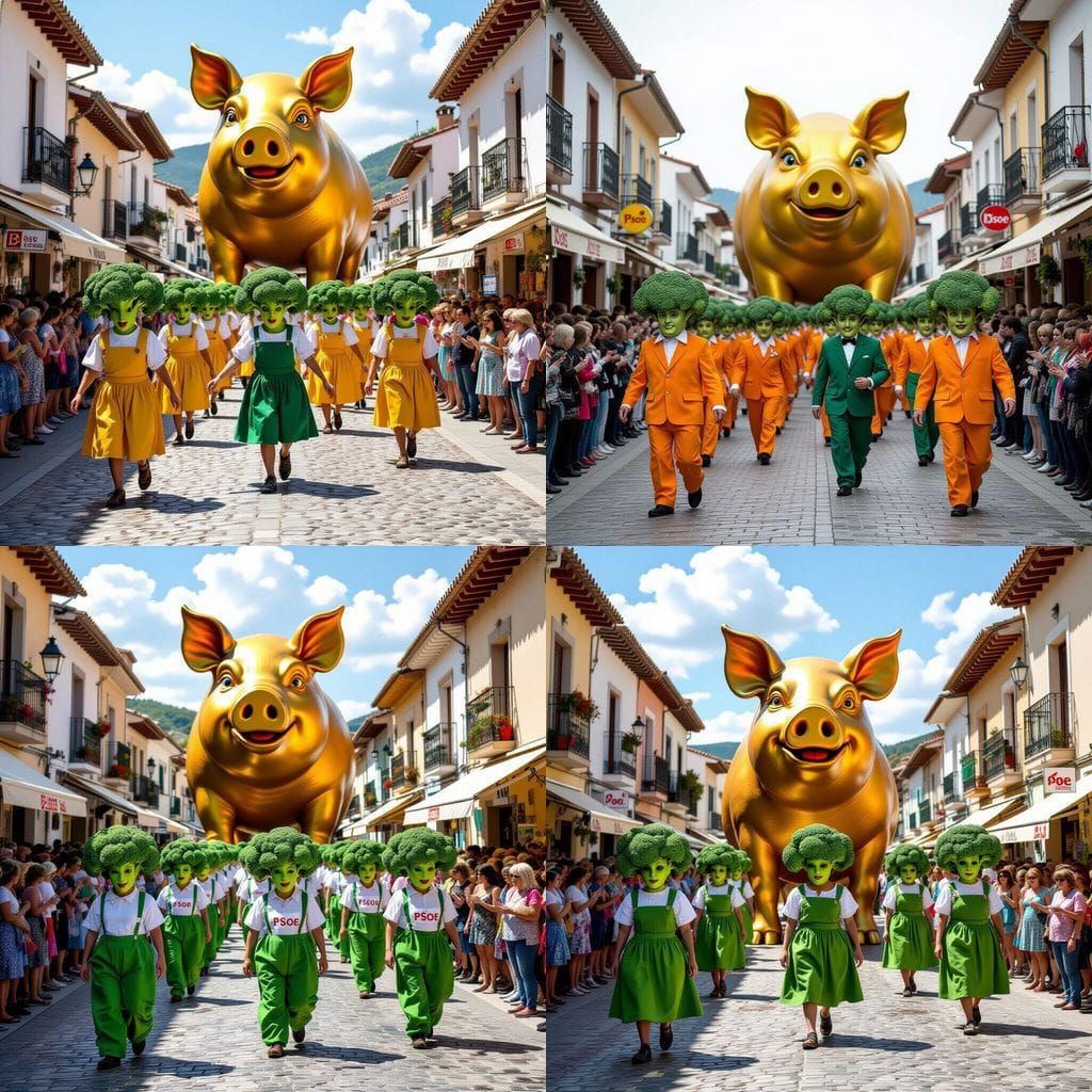 Spanish Festival with Broccoli Hair & Golden Pig